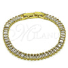 Oro Laminado Tennis Bracelet, Gold Filled Style Baguette Design, with White Cubic Zirconia, Polished, Golden Finish, 03.130.0005.5.07 (05 MM Thickness, 7 Inches Length)