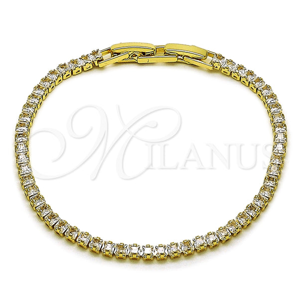 Oro Laminado Tennis Bracelet, Gold Filled Style with White Cubic Zirconia, Polished, Golden Finish, 03.213.0347.07