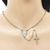 Oro Laminado Thin Rosary, Gold Filled Style Guadalupe and Cross Design, Polished, Golden Finish, 09.213.0051.18