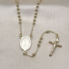 Oro Laminado Thin Rosary, Gold Filled Style Guadalupe and Cross Design, Polished, Golden Finish, 09.213.0051.18