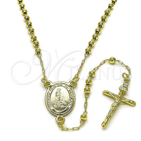 Oro Laminado Thin Rosary, Gold Filled Style Guadalupe and Cross Design, Polished, Golden Finish, 09.213.0051.18