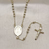 Oro Laminado Thin Rosary, Gold Filled Style Guadalupe and Cross Design, Polished, Golden Finish, 09.213.0051.18