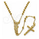 Oro Laminado Thin Rosary, Gold Filled Style San Judas and Crucifix Design, Polished, Golden Finish, 09.213.0052.18