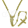 Oro Laminado Thin Rosary, Gold Filled Style San Judas and Crucifix Design, Polished, Golden Finish, 09.213.0052.18
