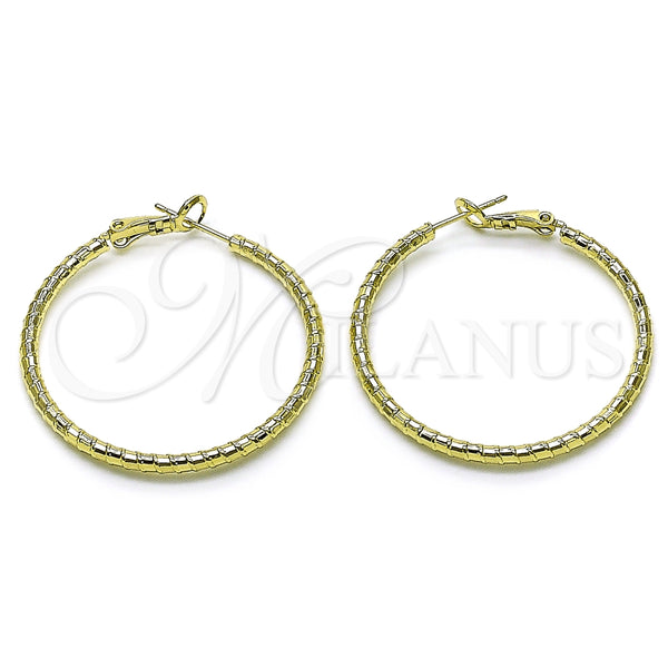 Oro Laminado Medium Hoop, Gold Filled Style Diamond Cutting Finish, Golden Finish, 02.213.0815.40