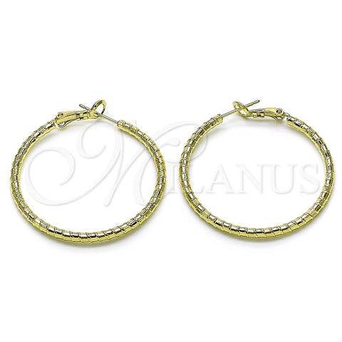 Oro Laminado Medium Hoop, Gold Filled Style Diamond Cutting Finish, Golden Finish, 02.213.0815.40