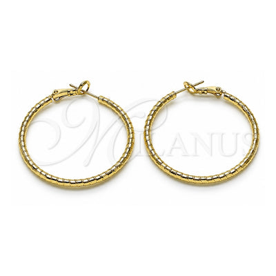 Oro Laminado Medium Hoop, Gold Filled Style Diamond Cutting Finish, Golden Finish, 02.213.0815.40