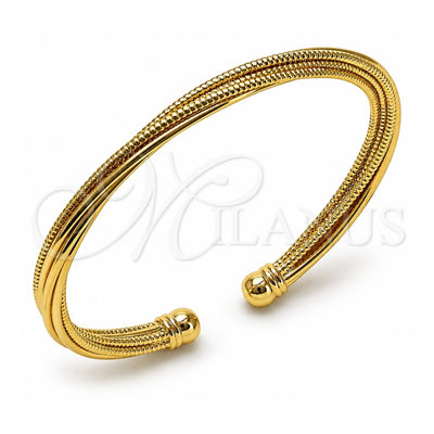 Oro Laminado Individual Bangle, Gold Filled Style Twist Design, Diamond Cutting Finish, Golden Finish, 07.170.0051 (06 MM Thickness, One size fits all)