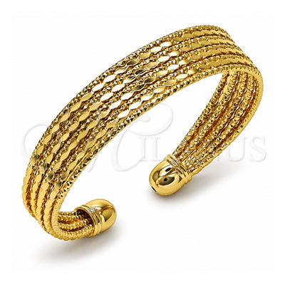 Oro Laminado Individual Bangle, Gold Filled Style Twist Design, Diamond Cutting Finish, Golden Finish, 07.170.0041.1 (14 MM Thickness, One size fits all)