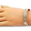 Oro Laminado Individual Bangle, Gold Filled Style Greek Key Design, Diamond Cutting Finish, Golden Finish, 07.170.0052