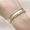 Oro Laminado Individual Bangle, Gold Filled Style Greek Key Design, Diamond Cutting Finish, Golden Finish, 07.170.0052