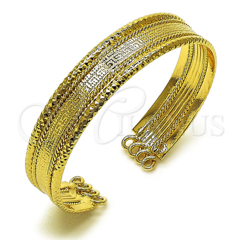 Oro Laminado Individual Bangle, Gold Filled Style Greek Key Design, Diamond Cutting Finish, Golden Finish, 07.170.0052