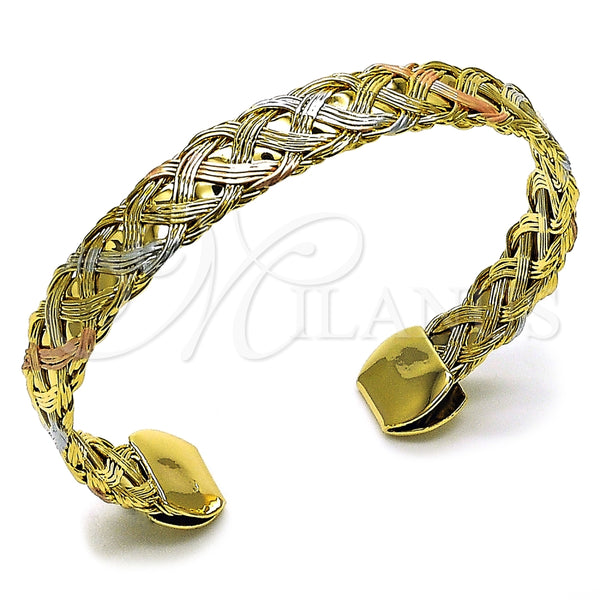 Oro Laminado Individual Bangle, Gold Filled Style Polished, Tricolor, 07.170.0053