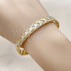 Oro Laminado Individual Bangle, Gold Filled Style Twist Design, Polished, Tricolor, 07.170.0053 (10 MM Thickness, One size fits all)