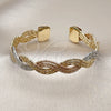 Oro Laminado Individual Bangle, Gold Filled Style Diamond Cutting Finish, Tricolor, 07.170.0055