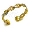Oro Laminado Individual Bangle, Gold Filled Style Diamond Cutting Finish, Tricolor, 07.170.0055