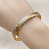 Oro Laminado Individual Bangle, Gold Filled Style Twist Design, Polished, Tricolor, 07.170.0029.1 (08 MM Thickness, One size fits all)