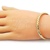 Oro Laminado Individual Bangle, Gold Filled Style Twist Design, Polished, Golden Finish, 07.170.0056 (07 MM Thickness, One size fits all)