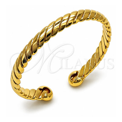 Oro Laminado Individual Bangle, Gold Filled Style Twist Design, Polished, Golden Finish, 07.170.0056 (07 MM Thickness, One size fits all)