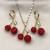 Oro Laminado Earring and Pendant Adult Set, Gold Filled Style Cherry Design, with Garnet Crystal, Polished, Golden Finish, 10.411.0009
