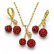 Oro Laminado Earring and Pendant Adult Set, Gold Filled Style Cherry Design, with Garnet Crystal, Polished, Golden Finish, 10.411.0009