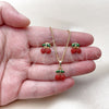 Oro Laminado Earring and Pendant Adult Set, Gold Filled Style Cherry Design, with Garnet Crystal, Polished, Golden Finish, 10.379.0095
