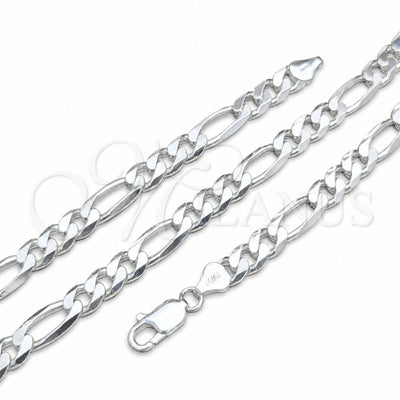 Sterling Silver Basic Necklace, Figaro Design, Polished, Silver Finish, 04.420.0009.26 (220 Gauge, 08 MM for wholesale, main product view