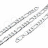 Sterling Silver Basic Necklace, Figaro Design, Polished, Silver Finish, 04.420.0009.26 (220 Gauge, 08 MM Thickness, 26 Inches Length)