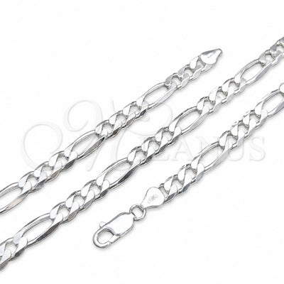 Sterling Silver Basic Bracelet, Figaro Design, Polished, Silver Finish, 04.420.0009.9 (220 Gauge, 08 MM for wholesale, main product view