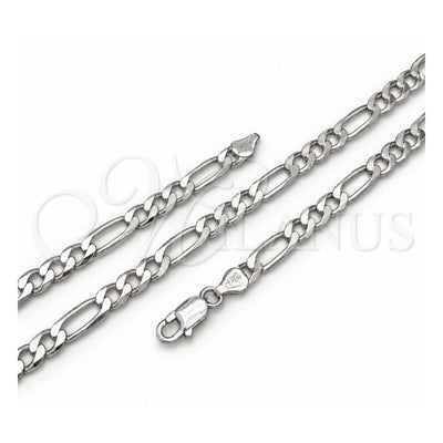 Sterling Silver Basic Necklace, Figaro Design, Polished, Silver Finish, 04.420.0010.26 (200 Gauge, Thickness, 26 Inches Length)