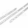 Sterling Silver Basic Necklace, Figaro Design, Polished, Silver Finish, 04.420.0010.26 (200 Gauge, Thickness, 26 Inches Length)