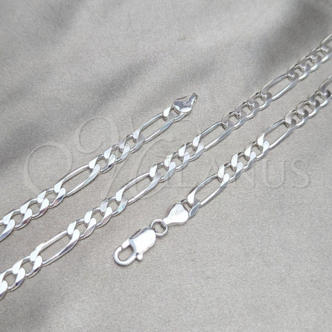 Sterling Silver Basic Necklace, Figaro Design, Polished, Silver Finish, 04.420.0010.24