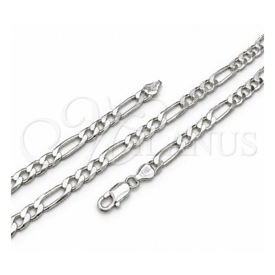 Sterling Silver Basic Necklace, Figaro Design, Polished, Silver Finish, 04.420.0010.24 (200 Gauge, Thickness, 24 Inches Length)