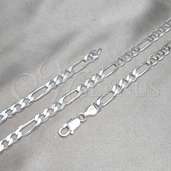 Sterling Silver Necklace — Basic Necklace Figaro Design Polished 04. Gauge Thickness — main product view — SKU 159499 | Plata 925 collar — básico Necklace Figaro diseño pulido 04. Gauge Thickness — SKU 159499