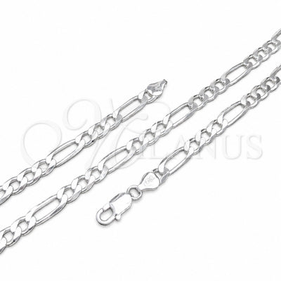 Sterling Silver Basic Necklace, Figaro Design, Polished, Silver Finish, 04.420.0010.24 (200 Gauge, Thickness for wholesale, main product view
