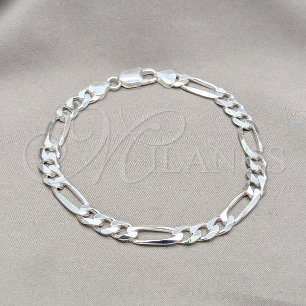 Sterling Silver Basic Bracelet, Figaro Design, Polished, Silver Finish, 03.420.0010.09