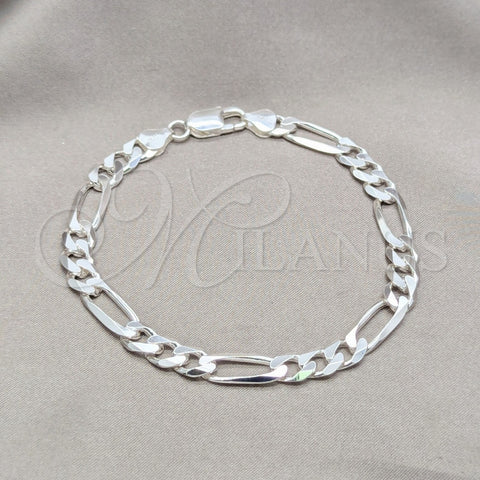 Sterling Silver Basic Bracelet, Figaro Design, Polished, Silver Finish, 03.420.0010.09