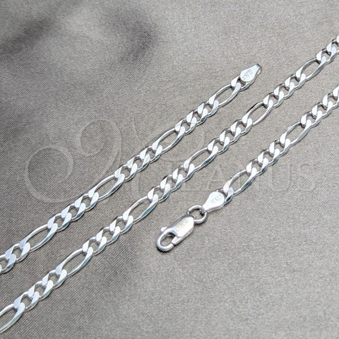Sterling Silver Basic Necklace, Figaro Design, Polished, Silver Finish, 04.420.0013.24