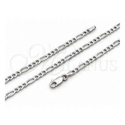 Sterling Silver Basic Necklace, Figaro Design, Polished, Silver Finish, 04.420.0015.18 (0.80 Gauge, Thickness, 18 Inches Length)