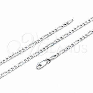 Sterling Silver Basic Necklace, Figaro Design, Polished, Silver Finish, 04.420.0015.18 (0.80 Gauge, Thickness, 18 Inches Length)