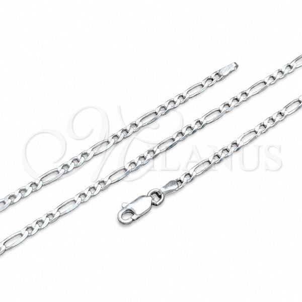 Sterling Silver Basic Necklace, Figaro Design, Polished, Silver Finish, 04.420.0015.18 (0.80 Gauge, Thickness, 18 Inches Length)