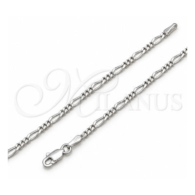 Sterling Silver Basic Necklace, Figaro Design, Polished, Silver Finish, 04.420.0016.18 (0.60 Gauge, Thickness, 18 Inches Length)