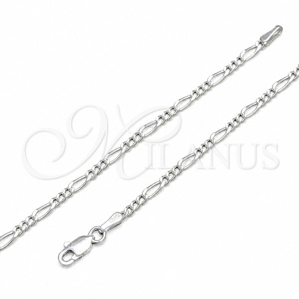 Sterling Silver Basic Necklace, Figaro Design, Polished, Silver Finish, 04.420.0016.18 (0.60 Gauge, Thickness, 18 Inches Length)
