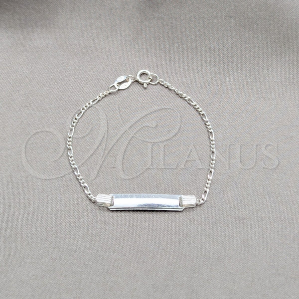 Sterling Silver ID Bracelet, Figaro Design, Polished, Silver Finish, 03.420.0002.05