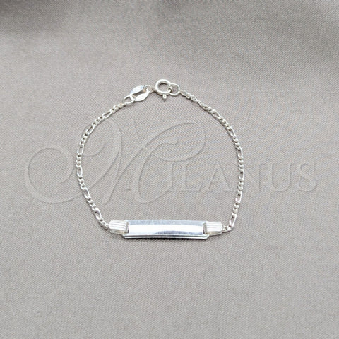 Sterling Silver ID Bracelet, Figaro Design, Polished, Silver Finish, 03.420.0002.05