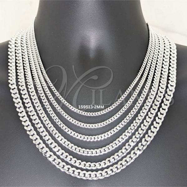 Sterling Silver Necklace — Basic Necklace Miami Cuban Design Polished 04. Gauge — alternate product view — SKU 159513 | Plata 925 collar — básico Necklace Miami Cuban diseño pulido 04. Gauge — SKU 159513
