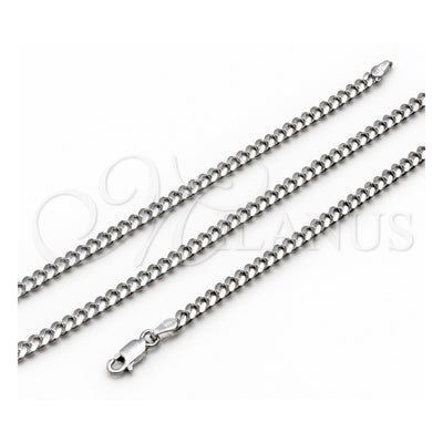Sterling Silver Basic Necklace, Miami Cuban Design, Polished, Silver Finish, 04.420.0003.18 (100 Gauge, 02 MM Thickness, 18 Inches Length)
