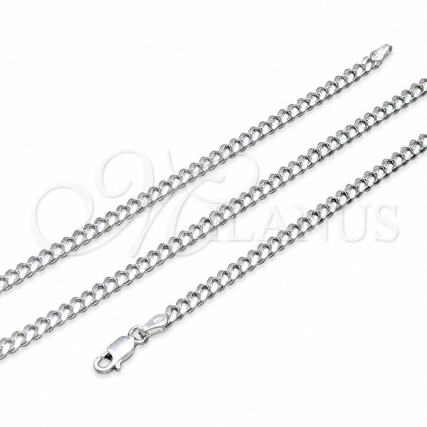 Sterling Silver Basic Necklace, Miami Cuban Design, Polished, Silver Finish, 04.420.0003.18 (100 Gauge, 02 MM Thickness, 18 Inches Length)