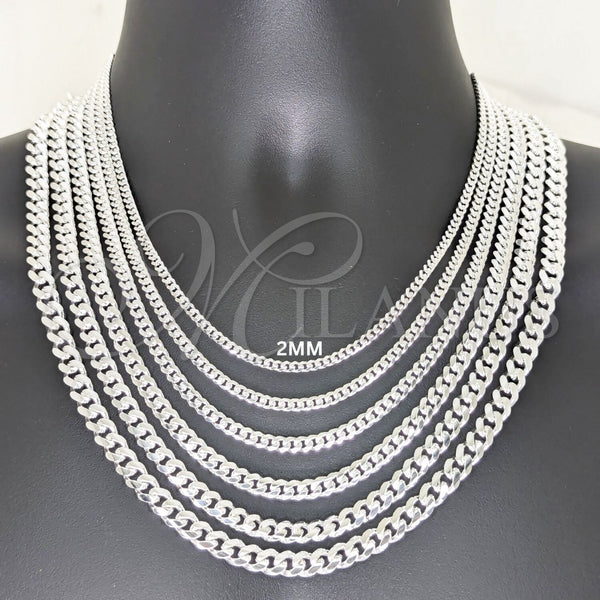 Sterling Silver Necklace — Basic Necklace Miami Cuban Design Polished 03. Gauge — alternate product view — SKU 159515 | Plata 925 collar — básico Necklace Miami Cuban diseño pulido 03. Gauge — SKU 159515