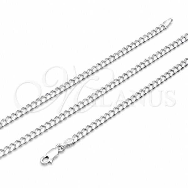 Sterling Silver Basic Necklace, Miami Cuban Design, Polished, Silver Finish, 03.420.0003.10 (100 Gauge, 02 MM Thickness, 10 Inches Length)